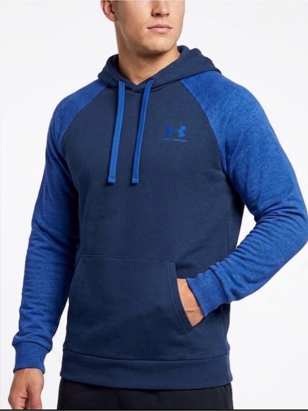Under Armour Navy & Royal Blue Loose Fit Pullover Hoodie Size Large
